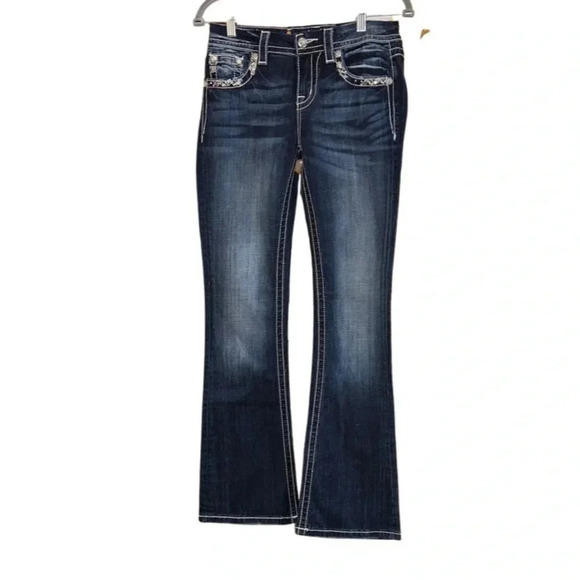 Miss Me Dark Wash Mid Rise Boot Jeans Size 27/31 - Picture 1 of 10